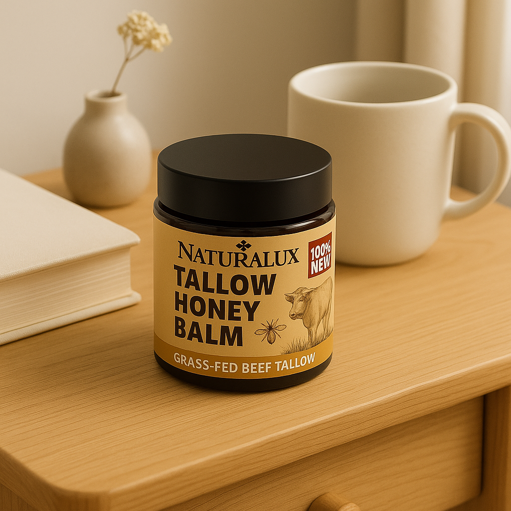 NaturaLux Organic Beef Tallow Honey Balm – Deeply Nourishing Face & Body Moisturizer for Hydrated, Radiant Skin