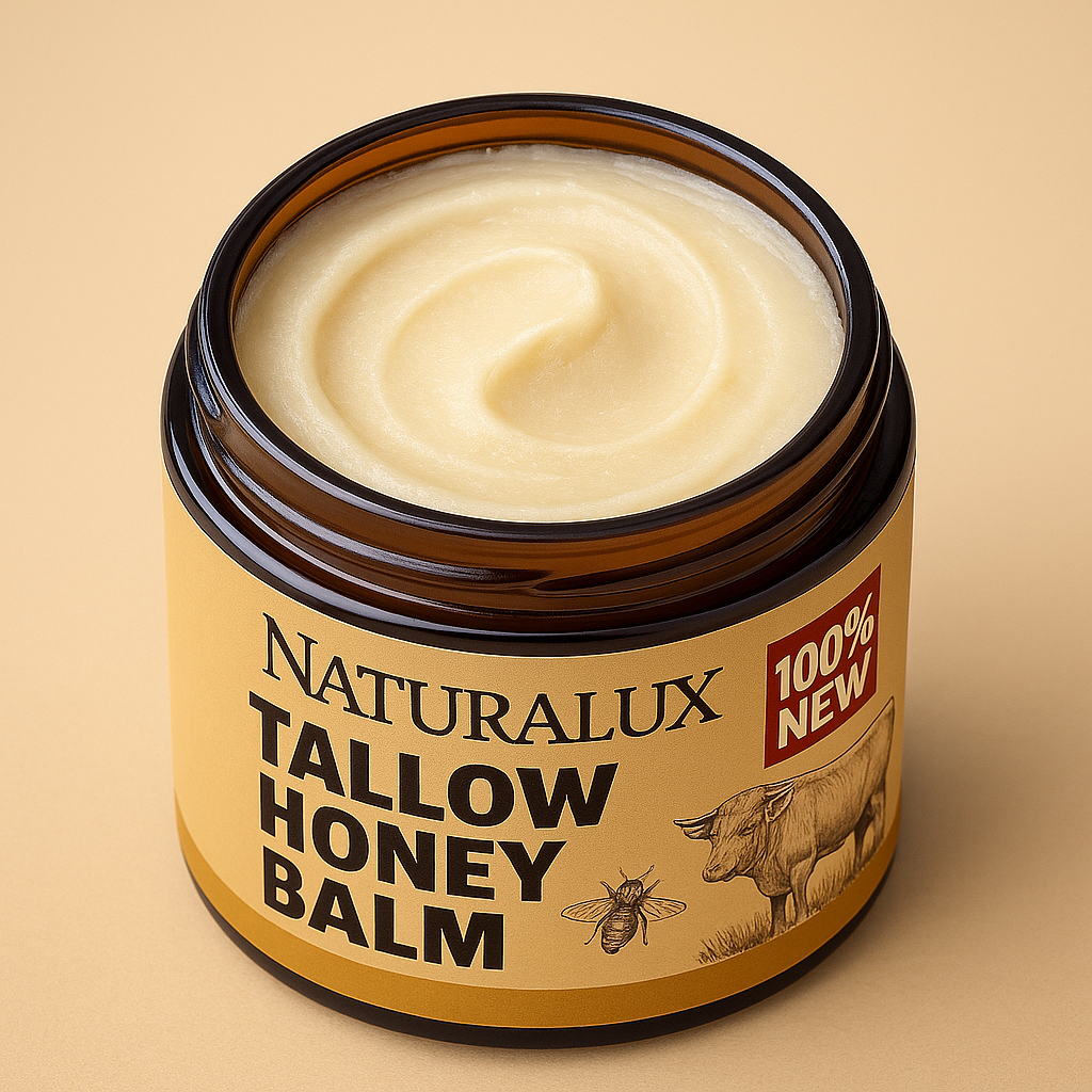 NaturaLux Organic Beef Tallow Honey Balm – Deeply Nourishing Face & Body Moisturizer for Hydrated, Radiant Skin