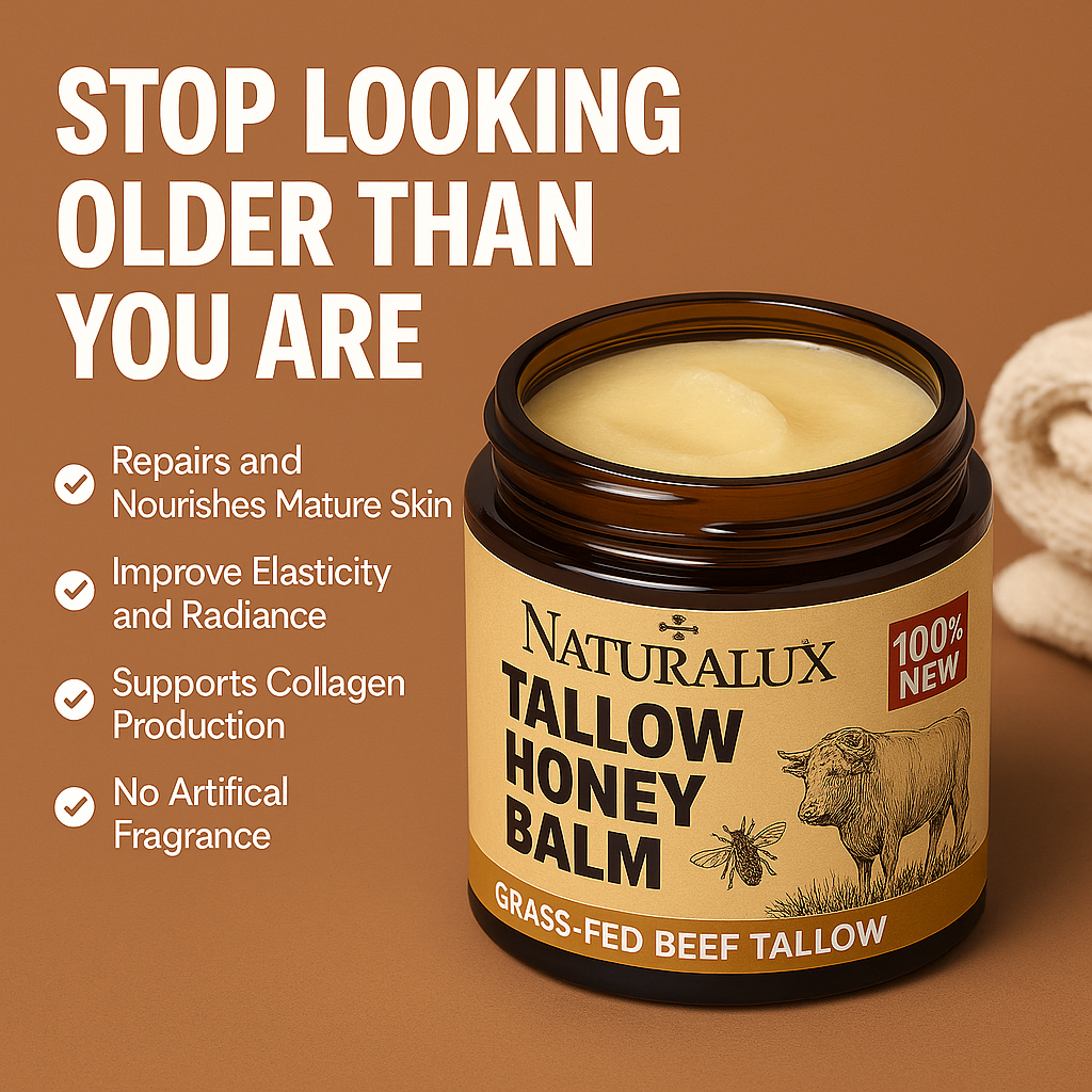 NaturaLux Organic Beef Tallow Honey Balm – Deeply Nourishing Face & Body Moisturizer for Hydrated, Radiant Skin