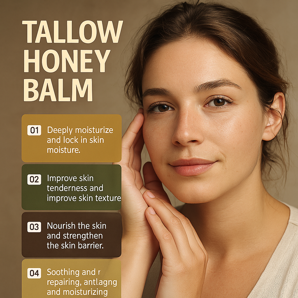 NaturaLux Organic Beef Tallow Honey Balm – Deeply Nourishing Face & Body Moisturizer for Hydrated, Radiant Skin