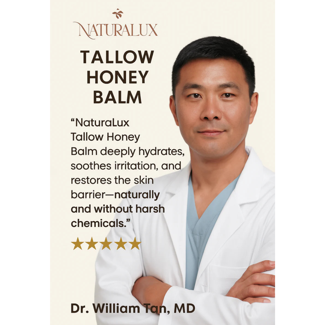 NaturaLux Organic Beef Tallow Honey Balm – Deeply Nourishing Face & Body Moisturizer for Hydrated, Radiant Skin