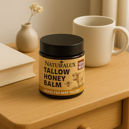 NaturaLux Organic Beef Tallow Honey Balm – Deeply Nourishing Face & Body Moisturizer for Hydrated, Radiant Skin