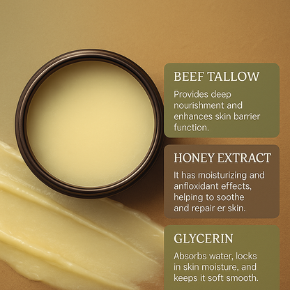 NaturaLux Organic Beef Tallow Honey Balm – Deeply Nourishing Face & Body Moisturizer for Hydrated, Radiant Skin
